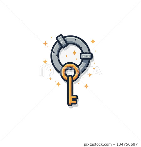 Enigmatic charm of a whimsical key ring with golden key offering a sense of potential unlocks and Enigmatic charm of a whimsical key ring with golden key offering a sense of potential unlocks and 134756697