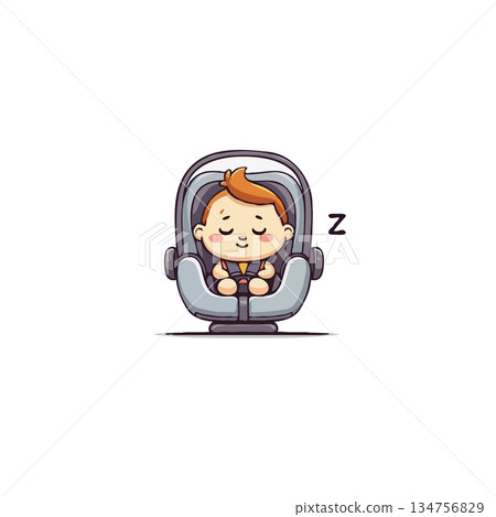 Infant safety car seat illustration depicts peaceful slumber for youthful passenger secure during 134756829