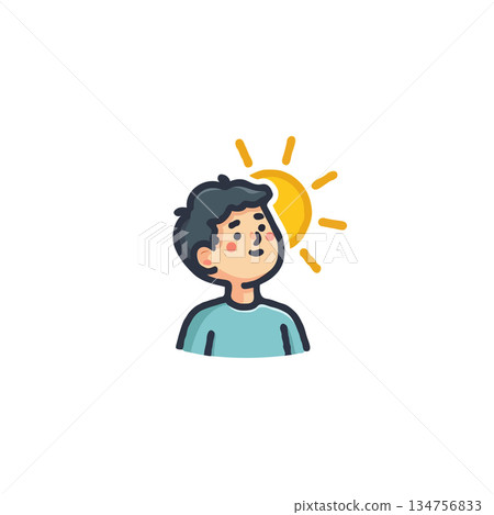 Optimistic boy embracing sunshine a bright illustration capturing hopeful expression warm light Optimistic boy embracing sunshine a bright illustration capturing hopeful expression warm light 134756833