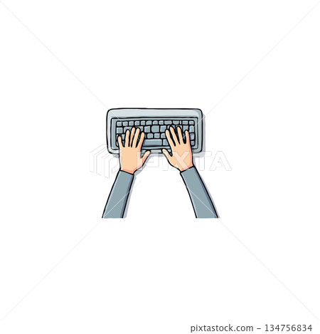 Person typing on a keyboard, conveying work, communication, or digital interaction with focused Person typing on a keyboard, conveying work, communication, or digital interaction with focused 134756834