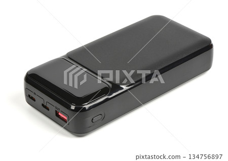 Angled View of Power Bank Showing USB and Type-C Ports Angled View of Power Bank Showing USB and Type-C Ports 134756897