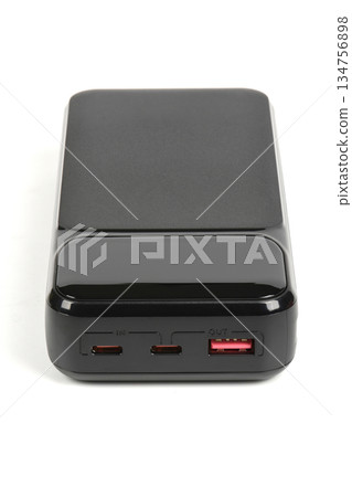Front View of Power Bank Ports USB and Type-C Isolated 134756898