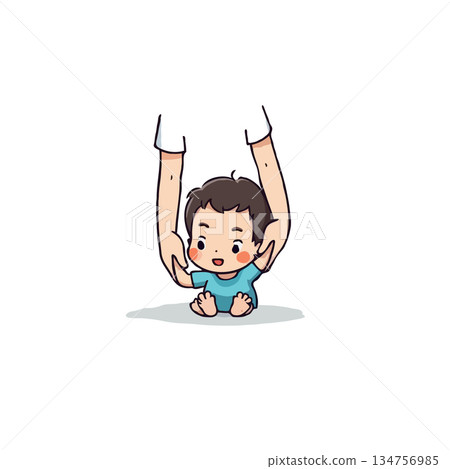 Delightful illustration capturing tender moments of early childhood and the embrace of parental Delightful illustration capturing tender moments of early childhood and the embrace of parental 134756985