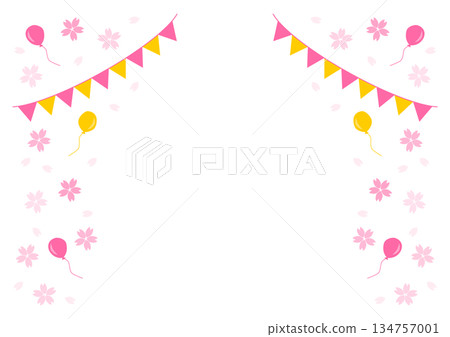 Cherry blossom and flag garland frame 134757001