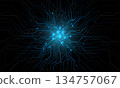 Abstract blue circuit board technology connected lines electronics elements computer motherboard chip processor semiconductor digital on black background vector 134757067