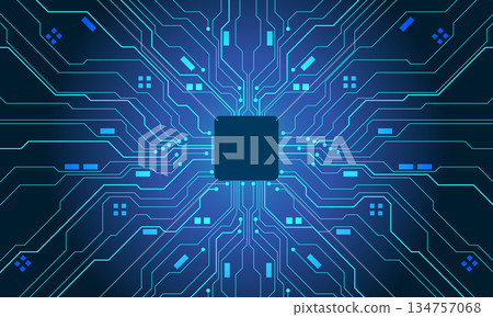 Abstract blue circuit board technology connected lines electronics elements computer motherboard chip processor semiconductor digital background vector Abstract blue circuit board technology connected lines electronics elements computer motherboard chip processor semiconductor digital background vector 134757068