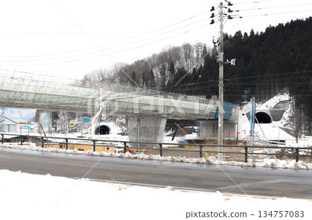 Construction scene of the Tohoku Chuo Expressway 134757083