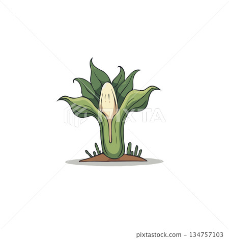 Artistic rendition of a peculiar botanical entity exhibiting unique characteristics through 134757103