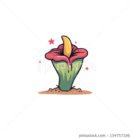 Stylized floral fantasy, a unique illustration of a whimsical flower with a cosmic flair that is Stylized floral fantasy, a unique illustration of a whimsical flower with a cosmic flair that is 134757106