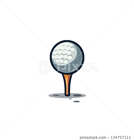 Single golf ball resting on tee preparing for a swing illustration perfect sport recreation Single golf ball resting on tee preparing for a swing illustration perfect sport recreation 134757111