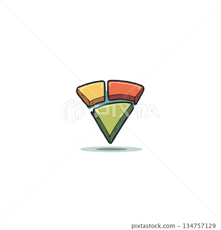 Modern segmented visual element illustration showcasing vibrant colors, suggesting growth, 134757129