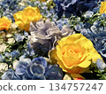 人造黃玫瑰的特寫 134757247