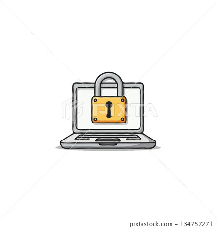 Laptop screen with a secure lock displaying cybersecurity protection software and data privacy Laptop screen with a secure lock displaying cybersecurity protection software and data privacy 134757271