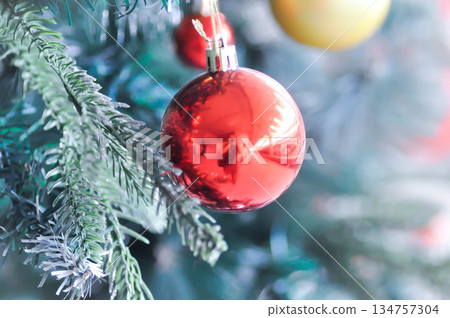 Christmas tree and Christmas decoration , artificial pine tree in Christmas day 134757304
