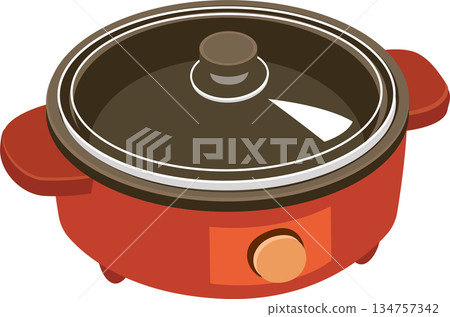 cooking pot electric cooker kitchen appliance flat illustration for home cooking concept 134757342