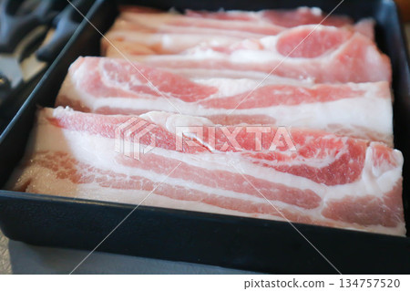 raw pork or sliced pork or meat 134757520