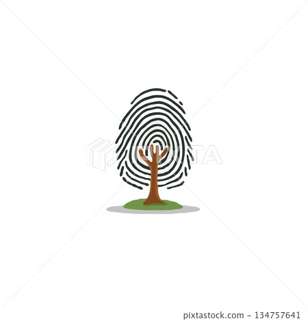 Abstract representation of a tree formed by a fingerprint pattern suggesting individual ecological Abstract representation of a tree formed by a fingerprint pattern suggesting individual ecological 134757641