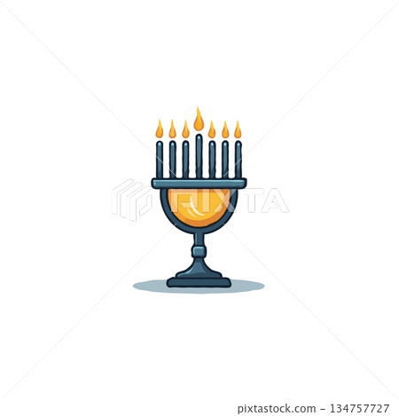 Festive hanukkah celebration illustration showcasing traditional menorah illuminating a symbolic Festive hanukkah celebration illustration showcasing traditional menorah illuminating a symbolic 134757727
