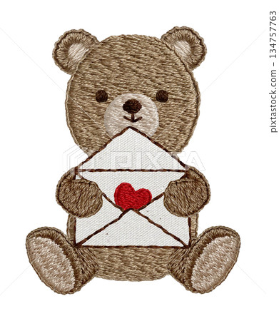 【情書與泰迪熊】手工刺繡插畫材料 134757763