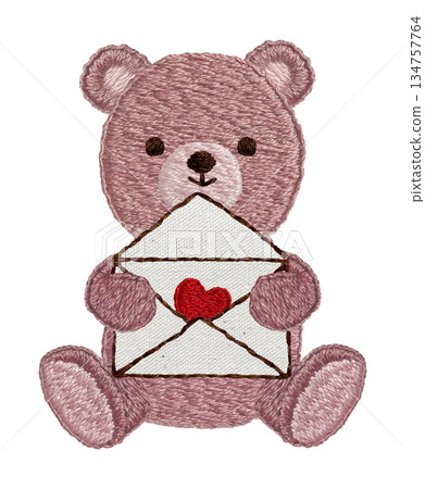 【情書與泰迪熊】手工刺繡插畫材料 134757764