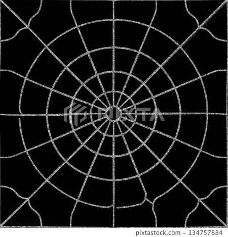 Paved circle marble tile mosaic. Seamless natural stone pattern. 134757884
