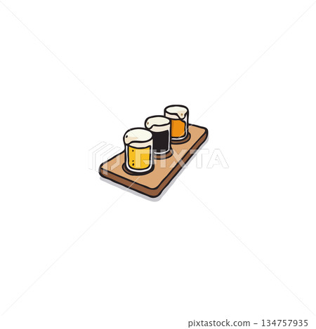 A trio of varied craft brews displayed on a wooden board creating a delightful experience perfect 134757935