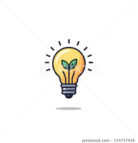 Illuminating growth concept showing creative sustainable solution with sprouting plant inside 134757938