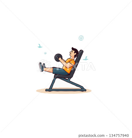 Illustrative man lifting weights on inclined bench evokes healthy lifestyle and dedication to Illustrative man lifting weights on inclined bench evokes healthy lifestyle and dedication to 134757940