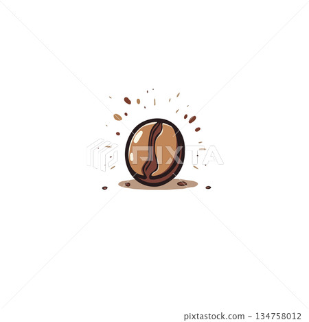 Stylized single coffee bean illustration showcasing aromatic qualities and inviting warmth within Stylized single coffee bean illustration showcasing aromatic qualities and inviting warmth within 134758012
