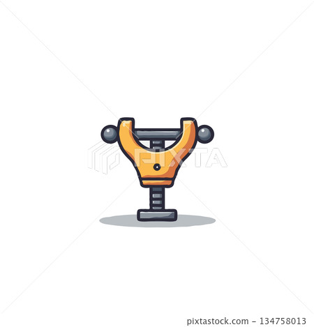 Stylized vibrant illustration of a retro futuristic contraption design with vintage mechanical 134758013