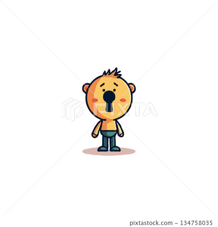 Cartoonish character with keyhole face representing security vulnerability or identity access 134758035