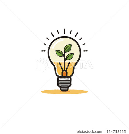 Illuminating green innovation: A sprouting plant within a lightbulb symbolizes sustainable energy Illuminating green innovation: A sprouting plant within a lightbulb symbolizes sustainable energy 134758235