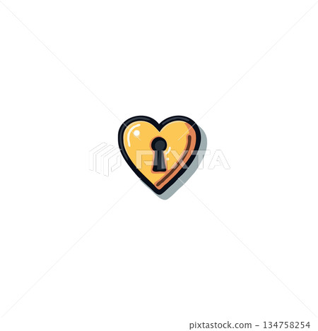 Heart shaped keyhole symbol for love and security with a yellow cheerful aesthetic suitable for Heart shaped keyhole symbol for love and security with a yellow cheerful aesthetic suitable for 134758254