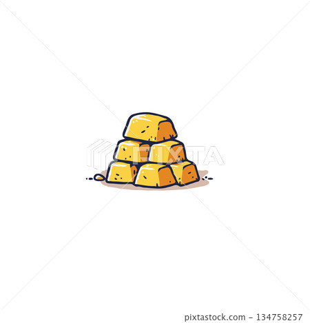 Illustration showing a stack of glistening golden bars symbolizes wealth, fortune, and treasure 134758257