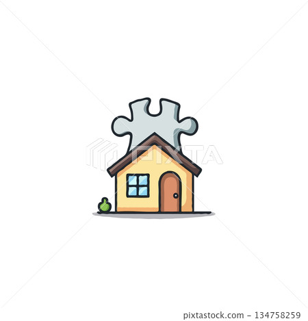 Illustrative conceptualization of home integration with puzzle piece showcasing architectural 134758259