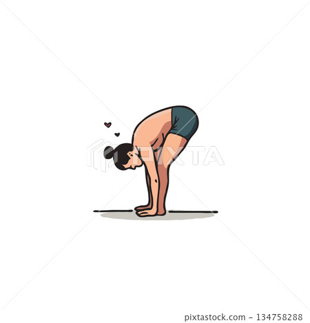 Woman in forward fold pose practicing flexibility and mindfulness for well being and body care Woman in forward fold pose practicing flexibility and mindfulness for well being and body care 134758288