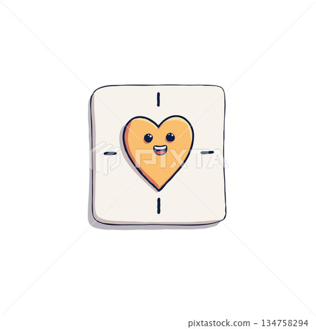 Cute heart character on tile radiating joy and affection providing warmth and happiness across the 134758294