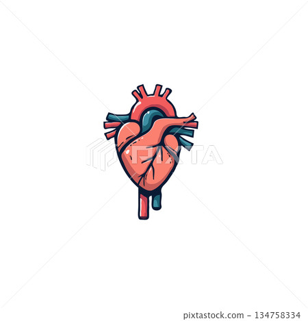 Stylized anatomical heart illustration showcasing the intricate detail with a unique blend of Stylized anatomical heart illustration showcasing the intricate detail with a unique blend of 134758334