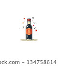 Minimalist depiction of soy sauce bottle with vibrant accents offering cultural and culinary 134758614