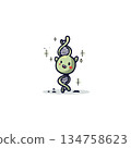 Whimsical depiction of genetic code through a cute dna character showcasing scientific concept art 134758623