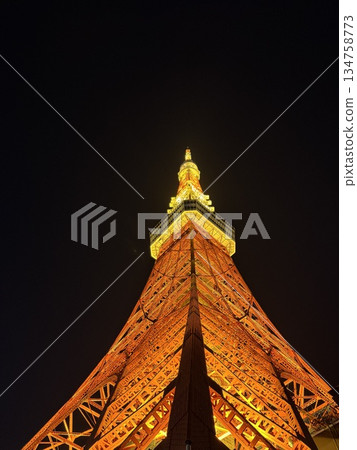 Tokyo Tower lit up in orange Tokyo Tower lit up in orange 134758773