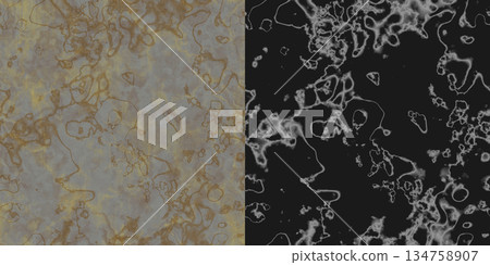 Seamless pattern of metal wall. Grunge filter. High resolution photo filter. Metal background via an alpha channel. 134758907