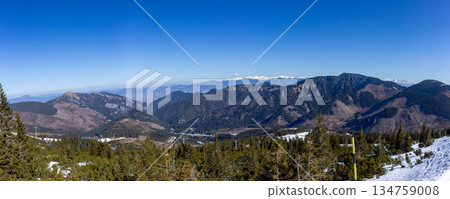 Majestic snowy mountain peaks of Tatra Mountains in Slovakia. 134759008