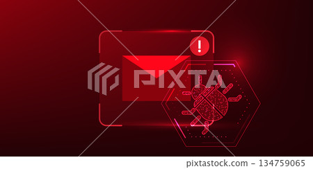 Email Spam Virus Alert Cyber Security Concept, Malware Attack and Phishing Scam Detection, Data Theft Protection, Digital Email Security Warning, Online Threat and Hacking Prevention Background Email Spam Virus Alert Cyber Security Concept, Malware Attack and Phishing Scam Detection, Data Theft Protection, Digital Email Security Warning, Online Threat and Hacking Prevention Background 134759065