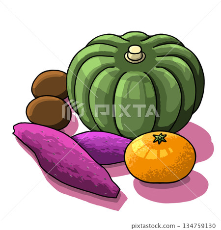 Autumn vegetables and fruits Autumn vegetables and fruits 134759130