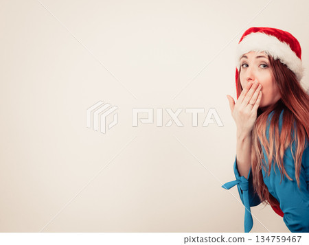 Shocked lady behind the corner. Shocked lady behind the corner. 134759467