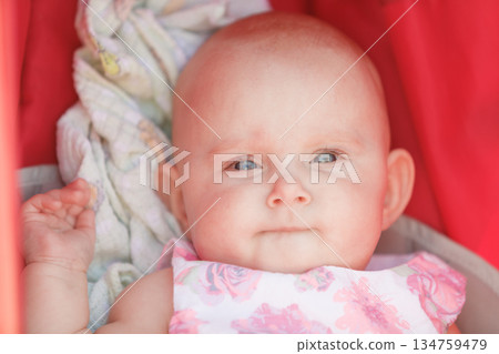 Little happy baby in stroller Little happy baby in stroller 134759479