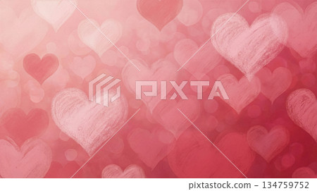 Romantic pastel background with hearts and bokeh texture 134759752