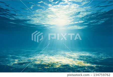 美麗的水下背景效果，閃爍的燈光灑入海中 | 神秘而奇幻的氛圍 134759762