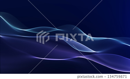 Soft flowing digital waves with purple and blue gradient glow. Elegant abstract background with futuristic minimal light motion. Soft flowing digital waves with purple and blue gradient glow. Elegant abstract background with futuristic minimal light motion. 134759871